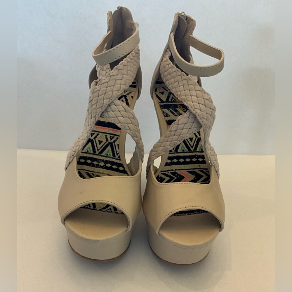 Cream Wedge High Heels